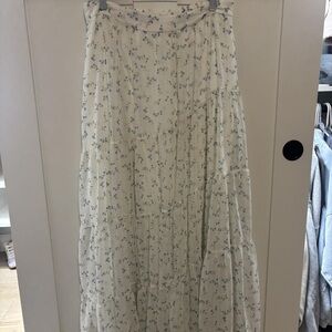 Altar'd State Cream and Blue Floral Maxi Skirt
